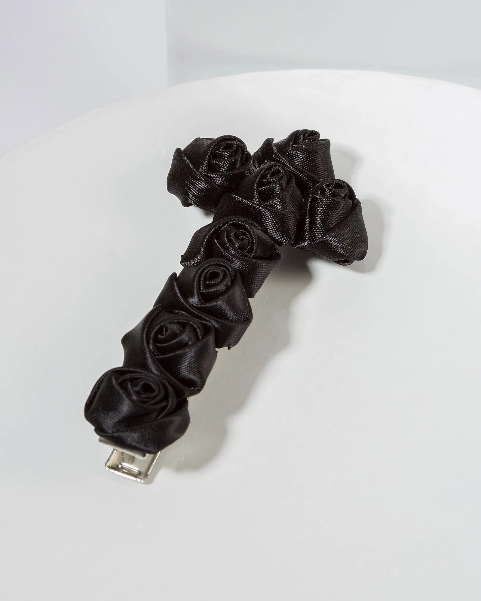 Black Rosette Cross Hair Clip