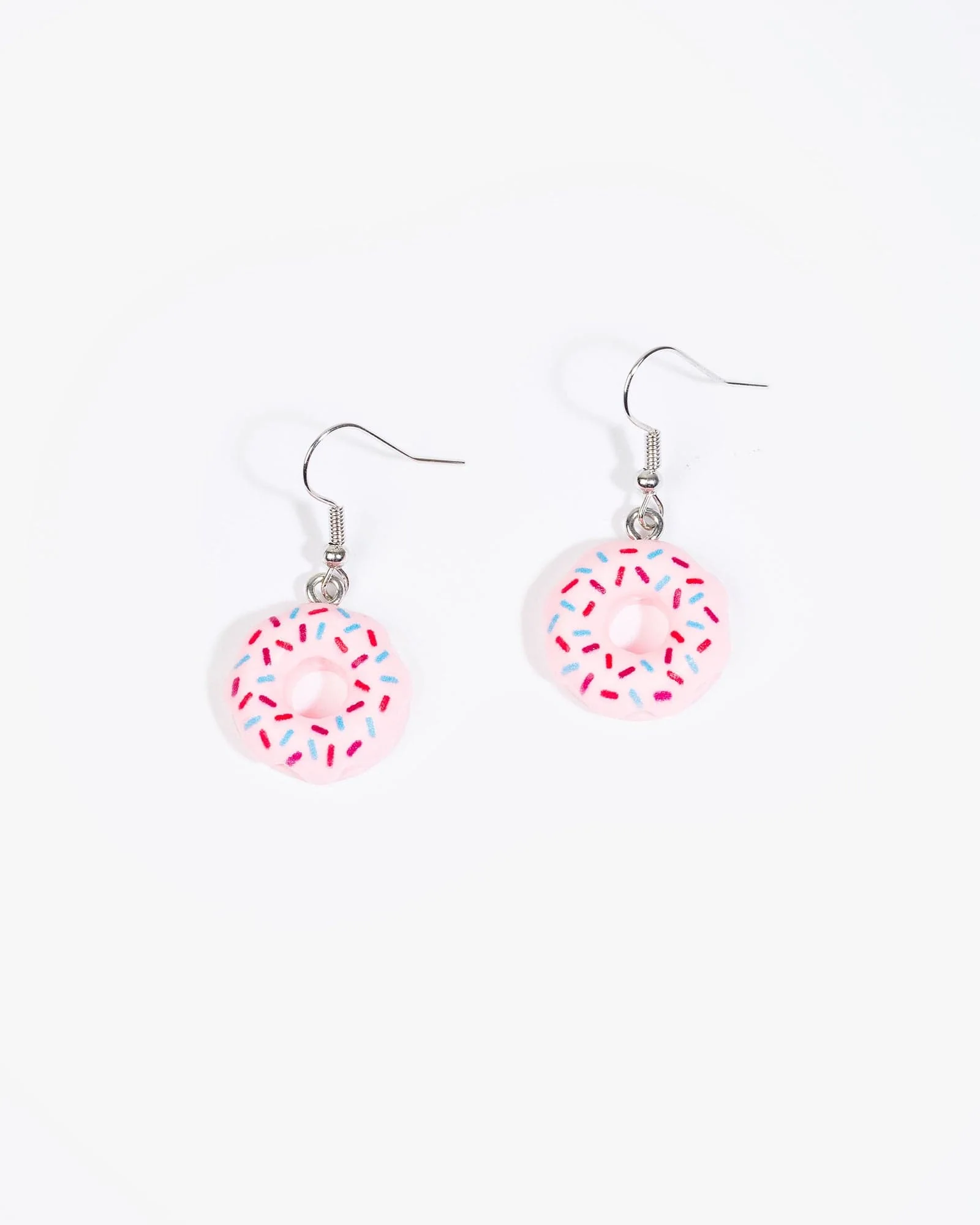 Pink Sprinkled Donut Hook Drop Earrings