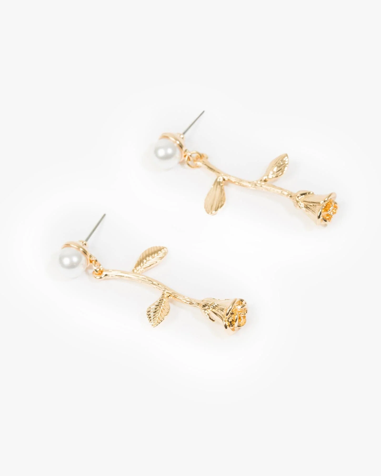 Gold Metal Reversed Rose Earrings