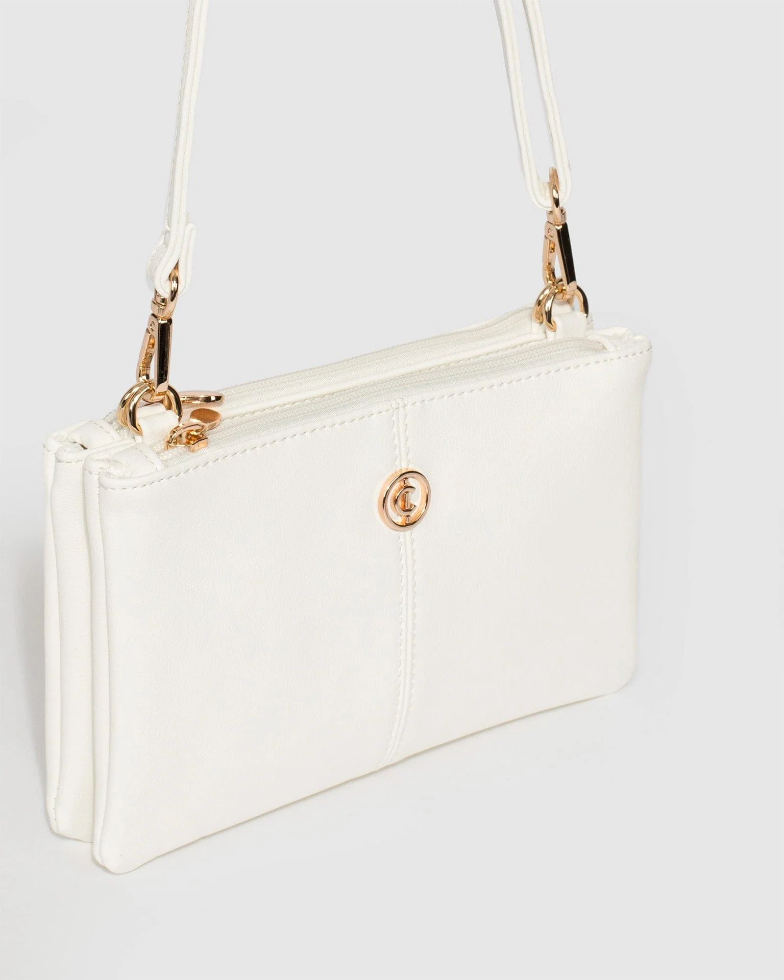 White Peta Double Pouch Bag