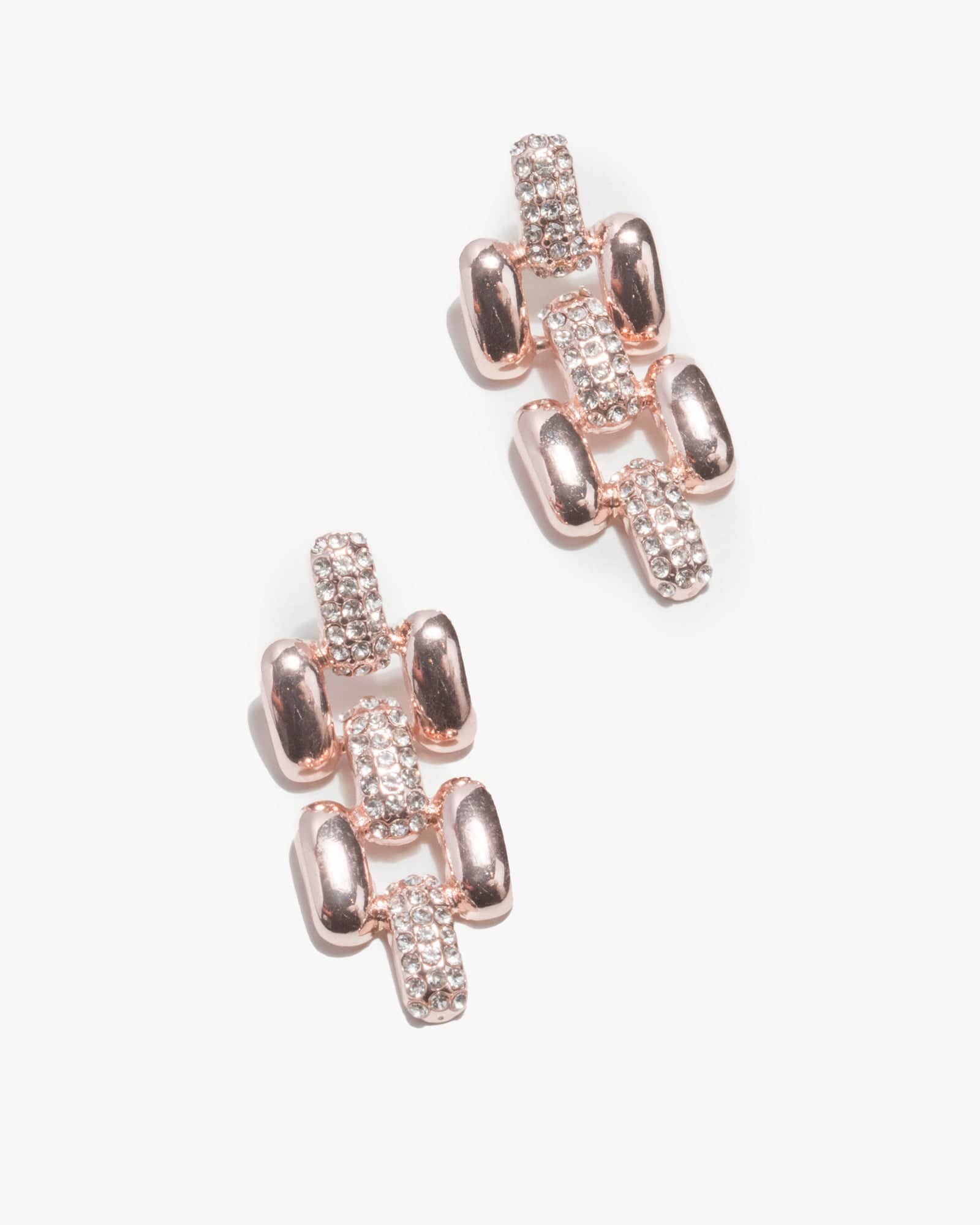 Rose Gold Chain Link Band Drop Earrings