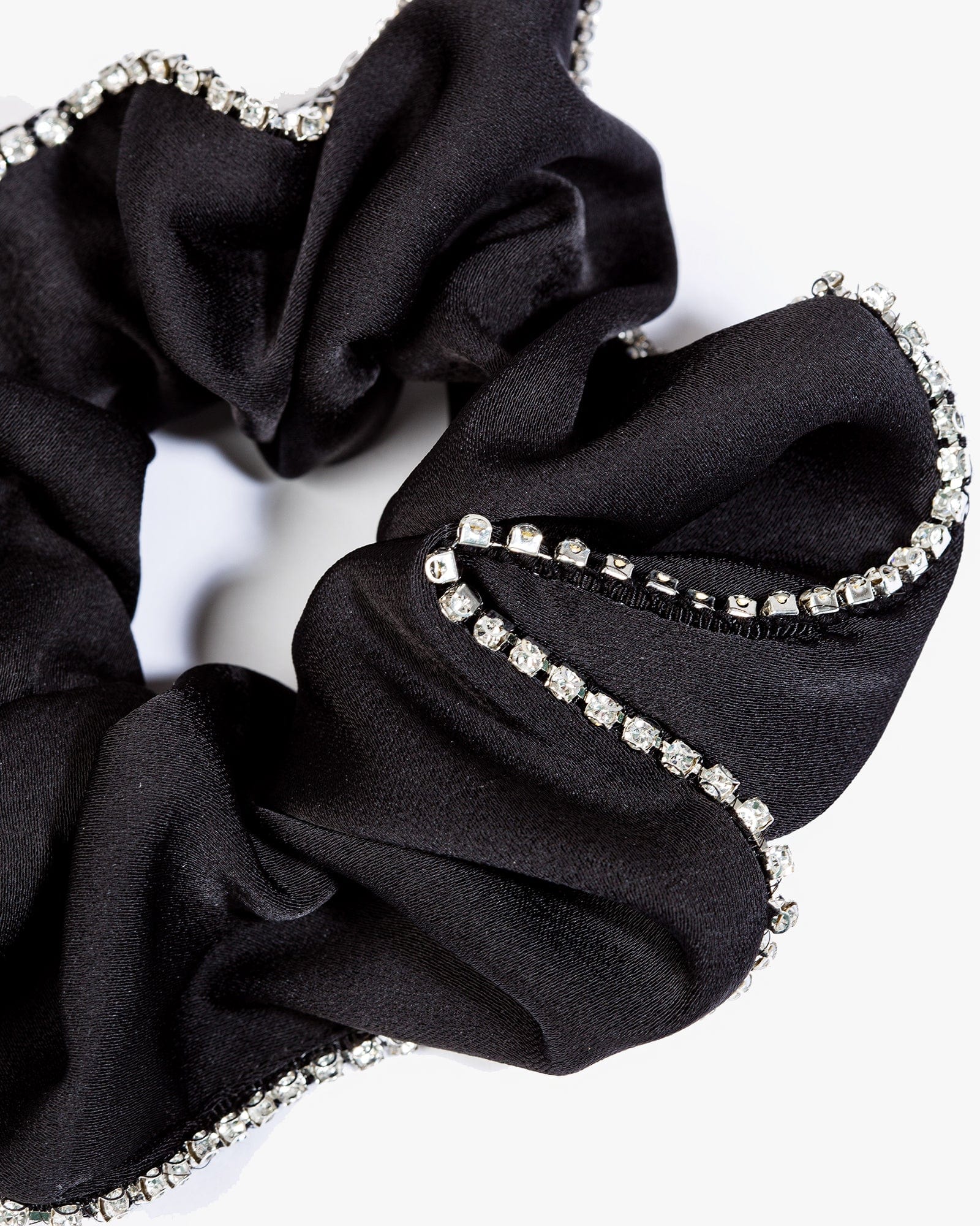 Black Rhinestone Trim Hair Scrunchie