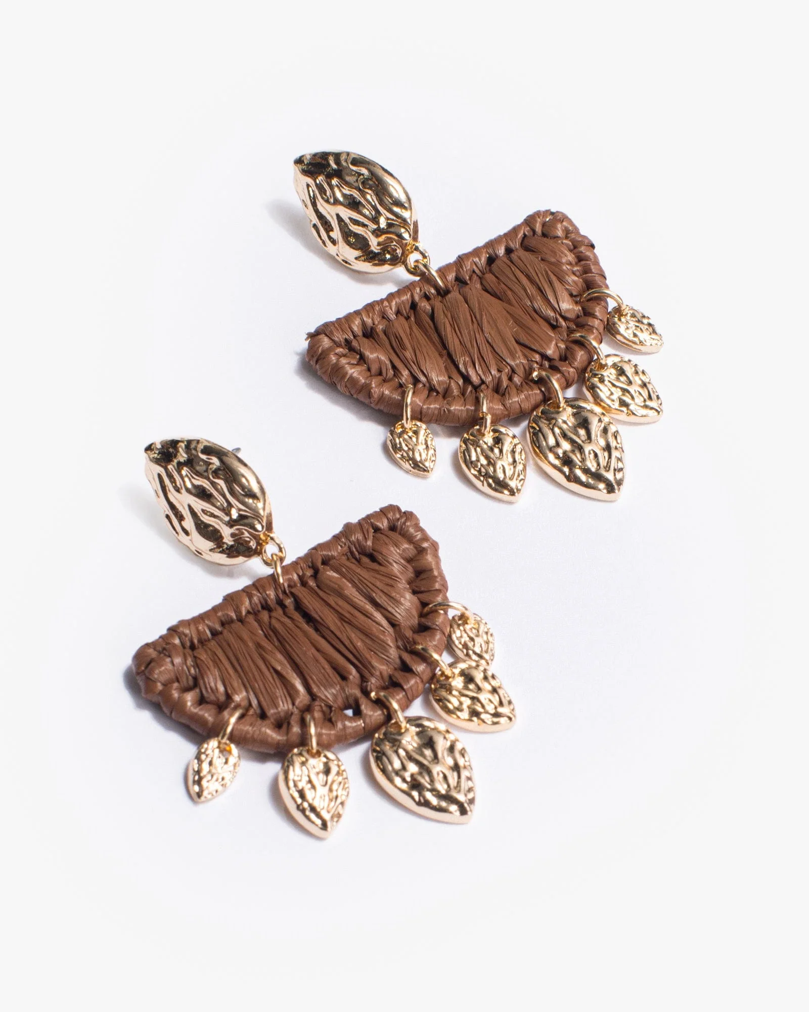 Brown Wrapped Textural Drop Earrings