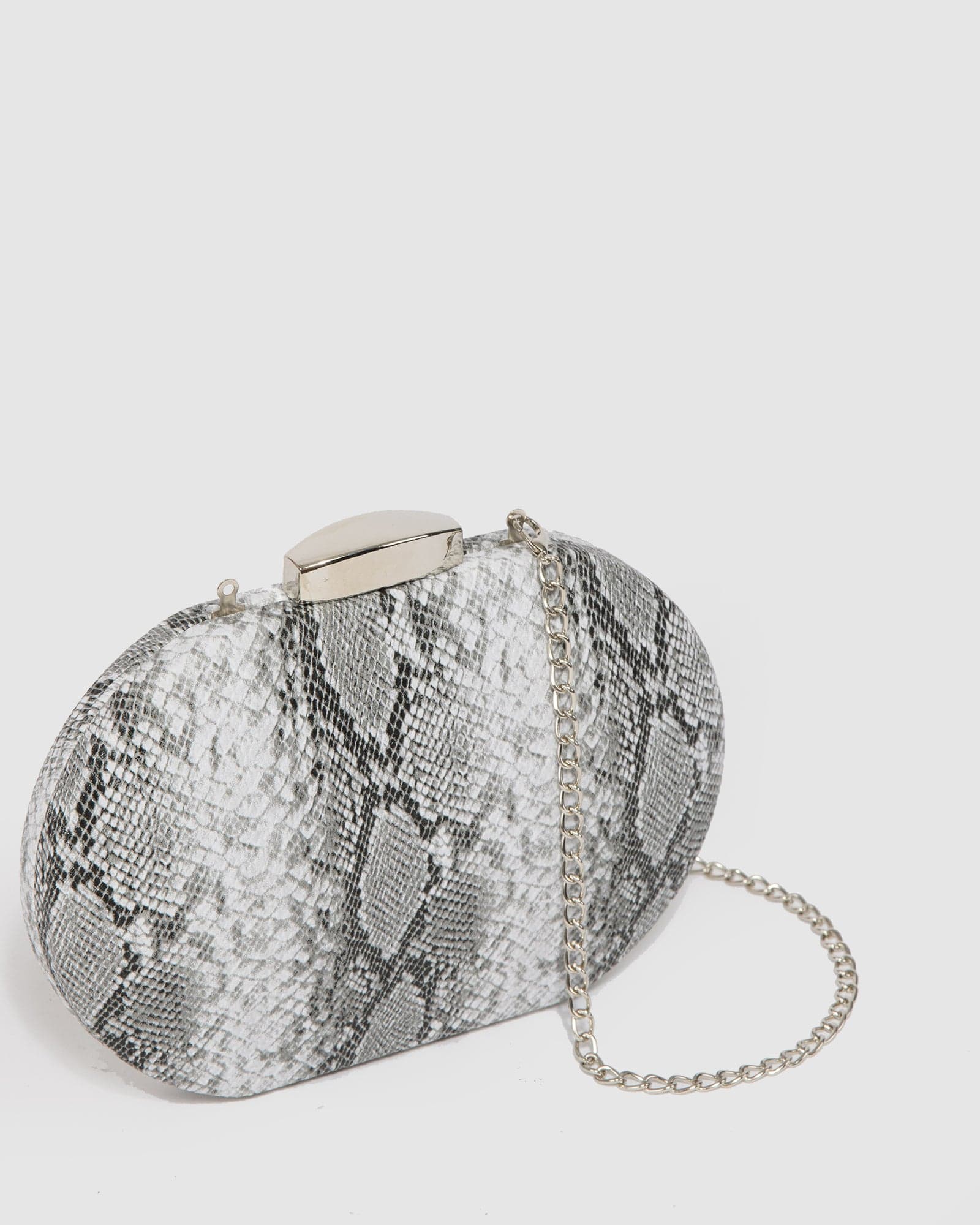 Snake Print Clover Hardcase Clutch Bag