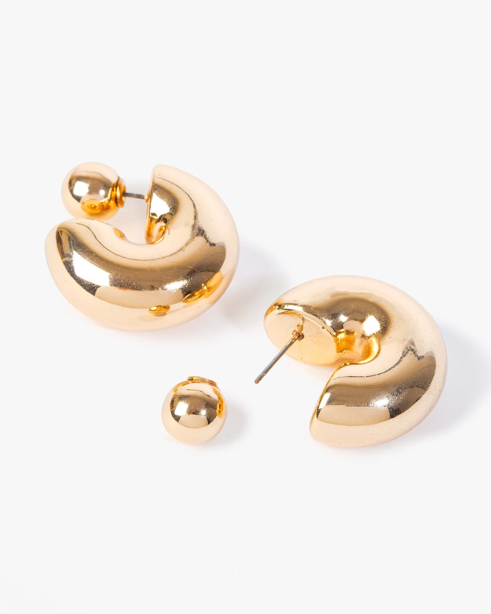 Gold Chubby Front Back Hoop Earrings