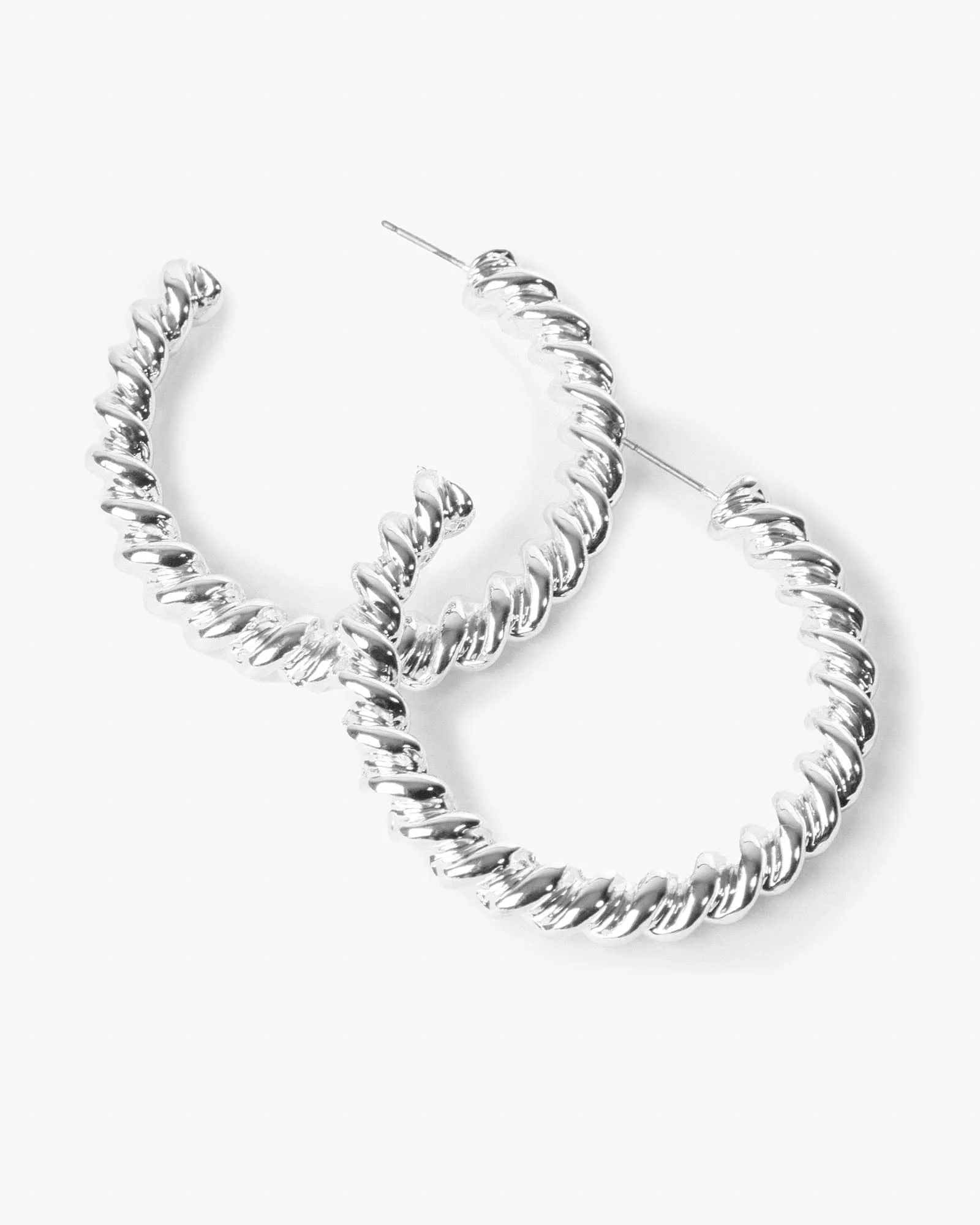 Silver Medium Tight Twist Hoop Earrings