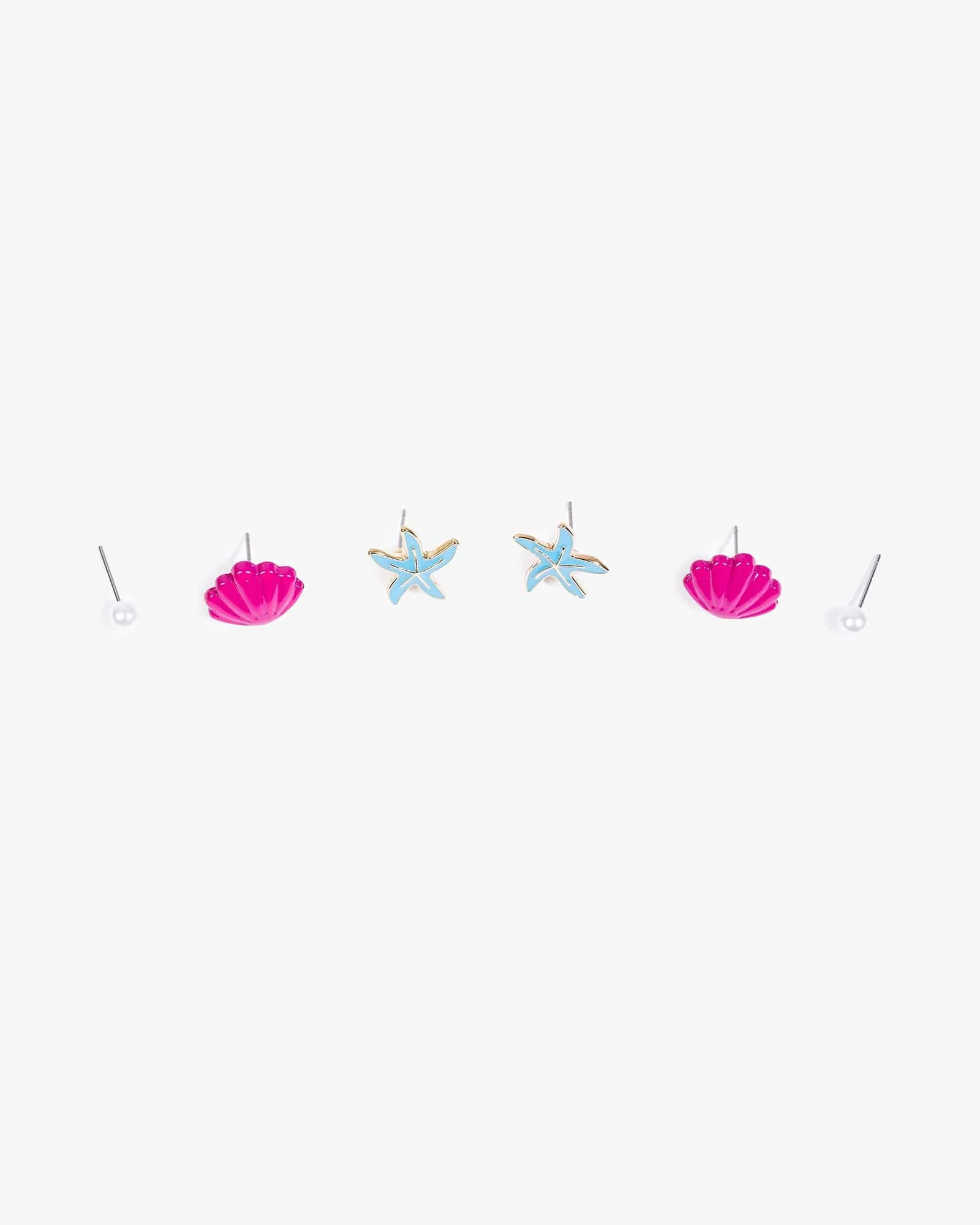 Multi Colour 3 Pack Sea Theme Stud Earrings