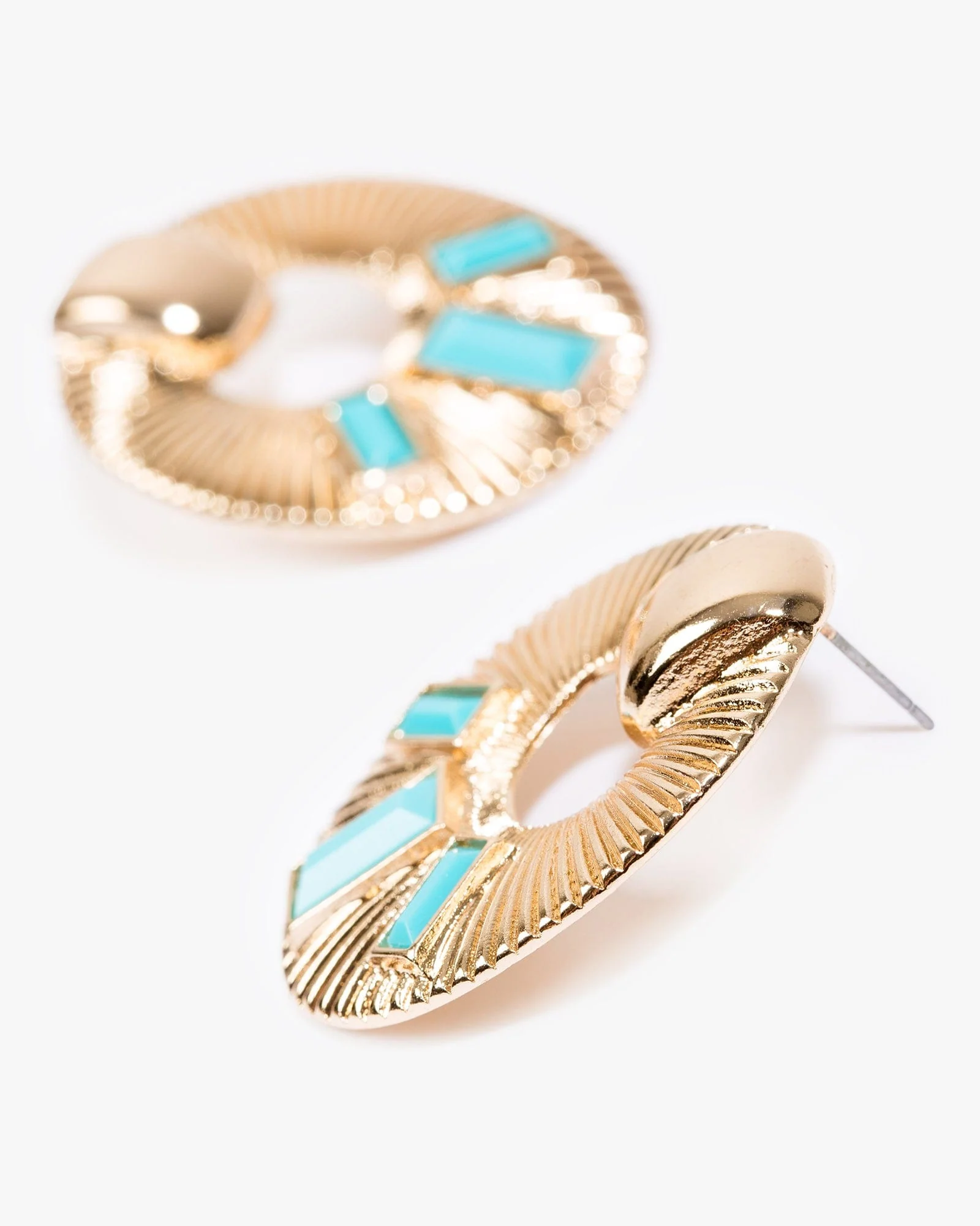 Gold Textured Metal Drop Earrings