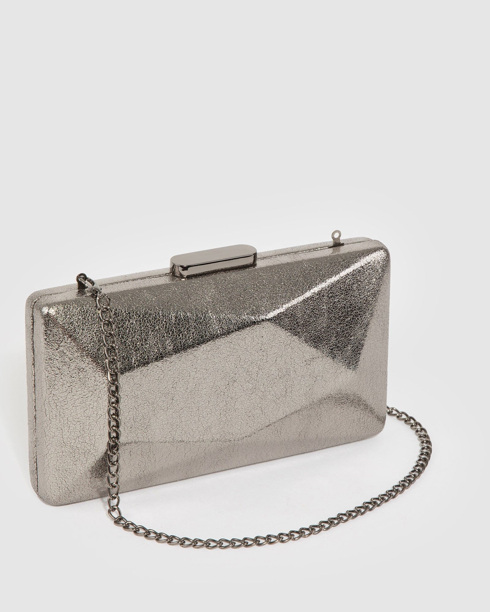Gunmetal Liza Geo Hardcase Clutch Bag