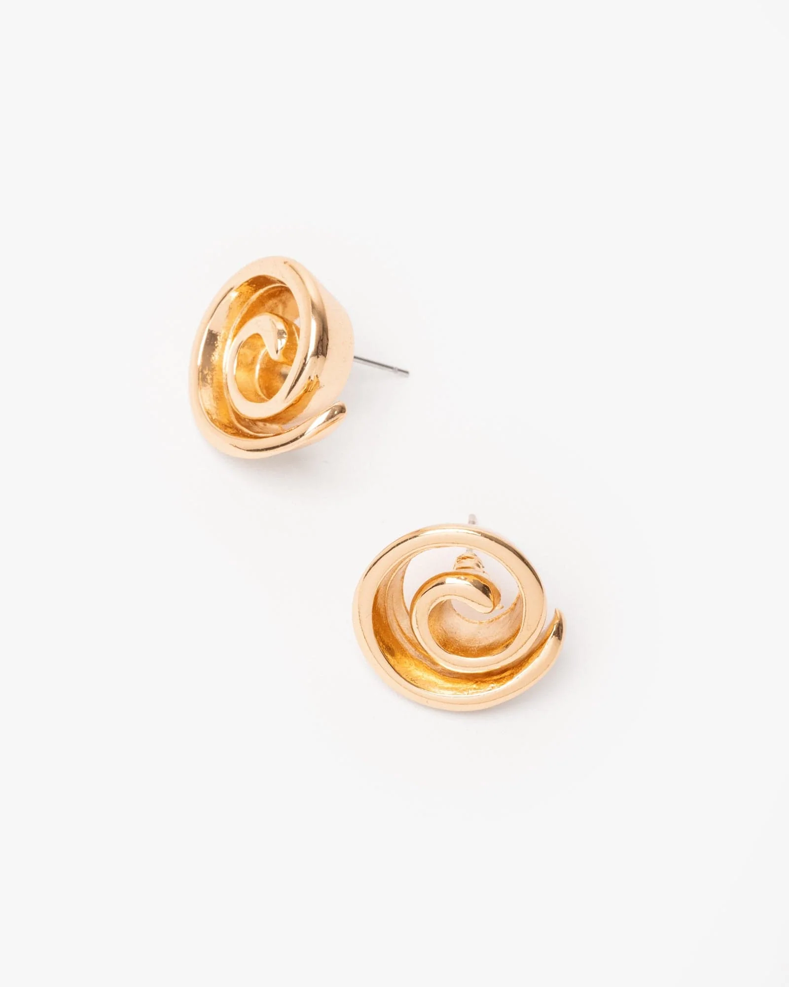Gold Spiral Statement Stud Earrings