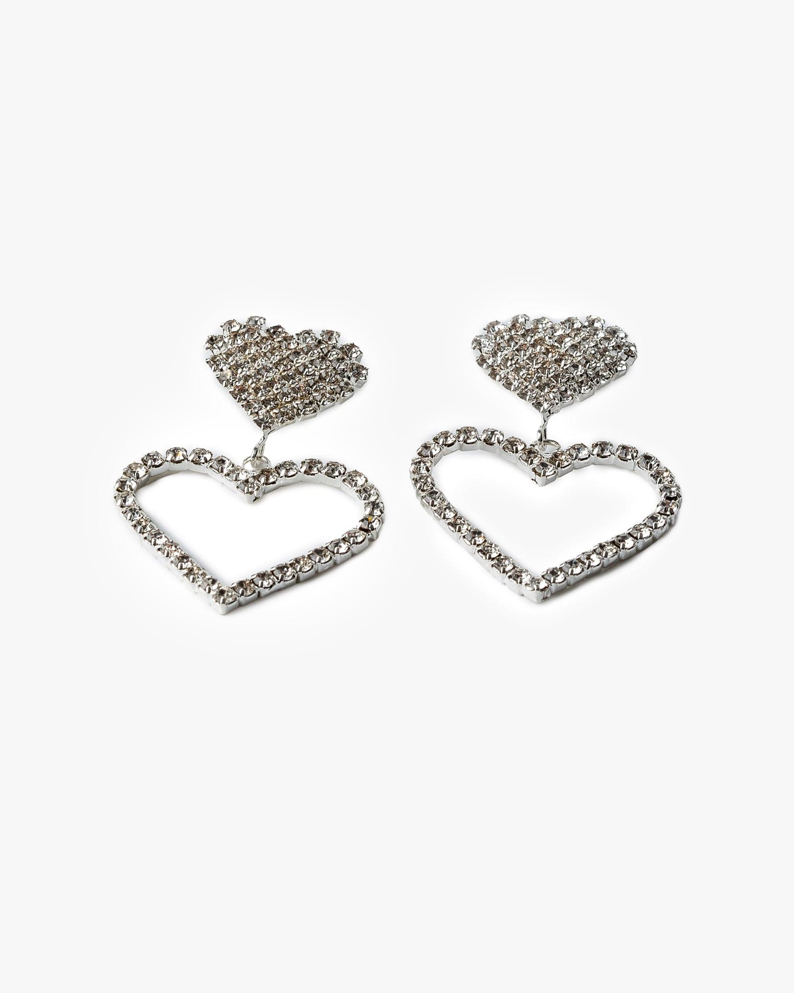 Crystal Pave Cut Out Heart Earrings