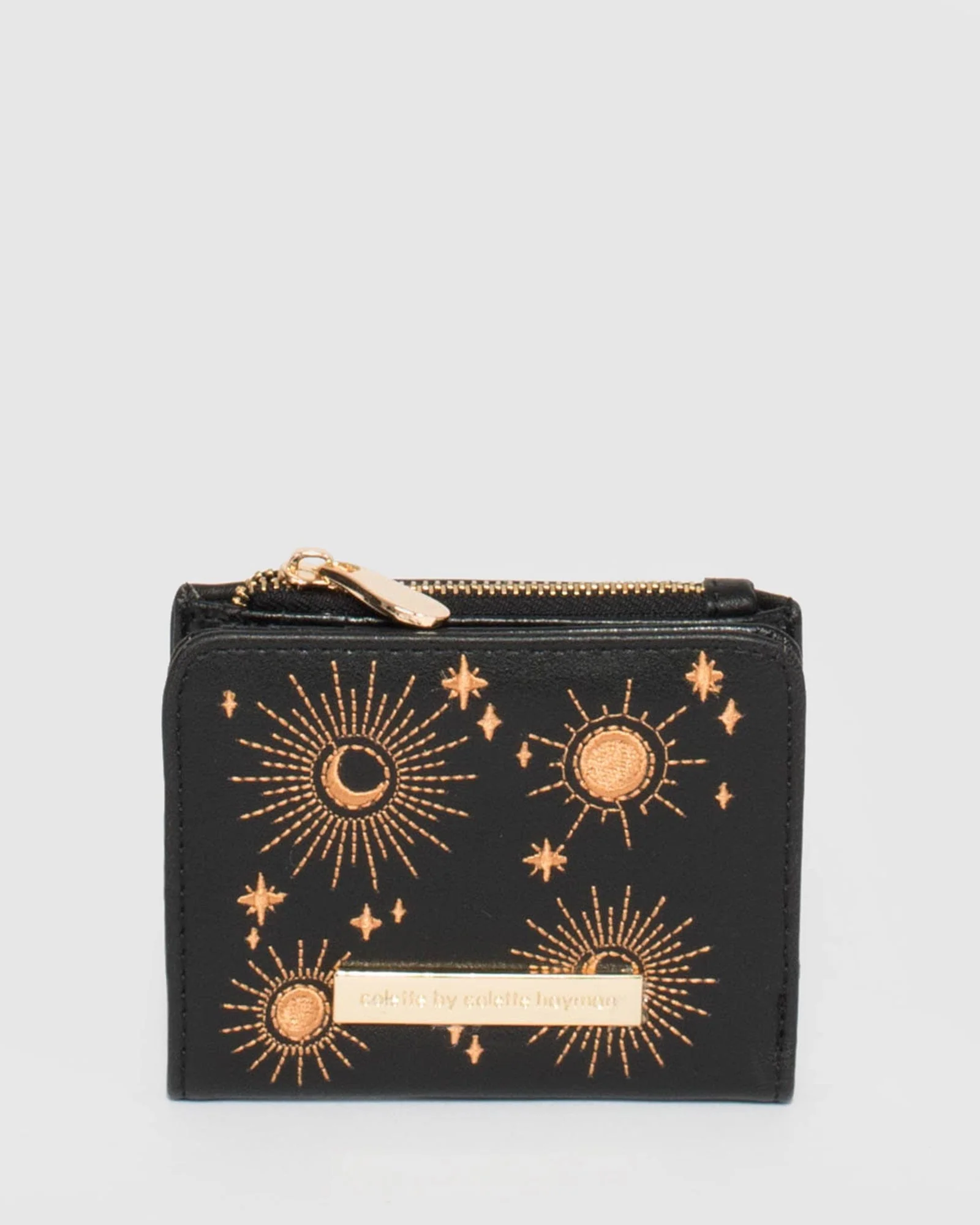 Black Embroidered Han Mini Wallet