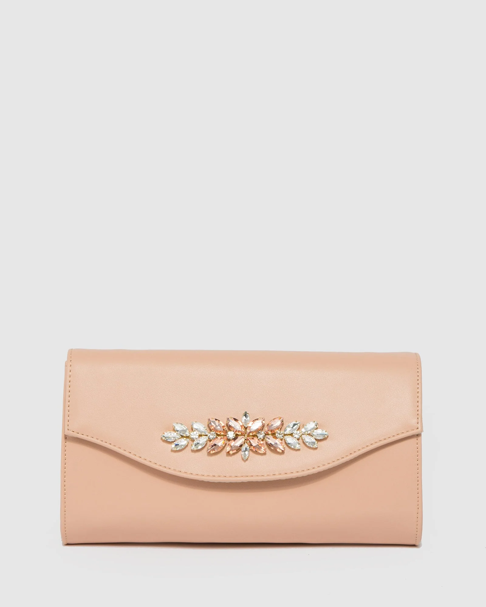 Natural Rosina Crystal Hardware Clutch Bag