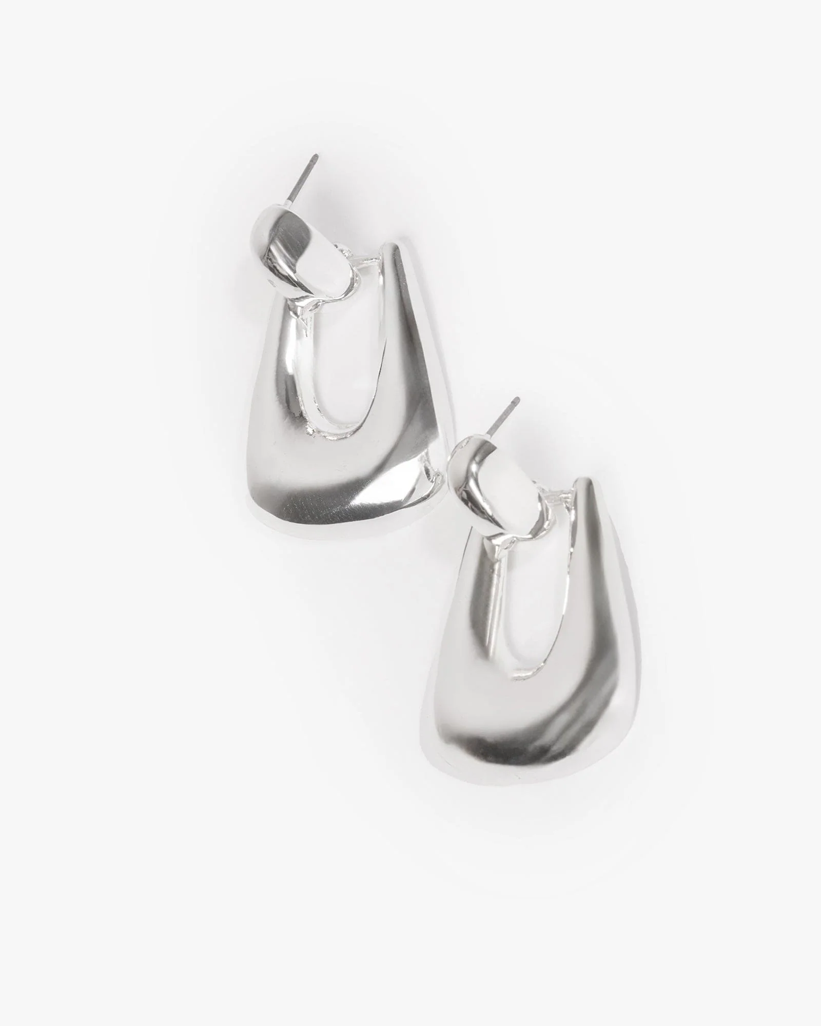 Silver Smooth Door Knocker Earrings
