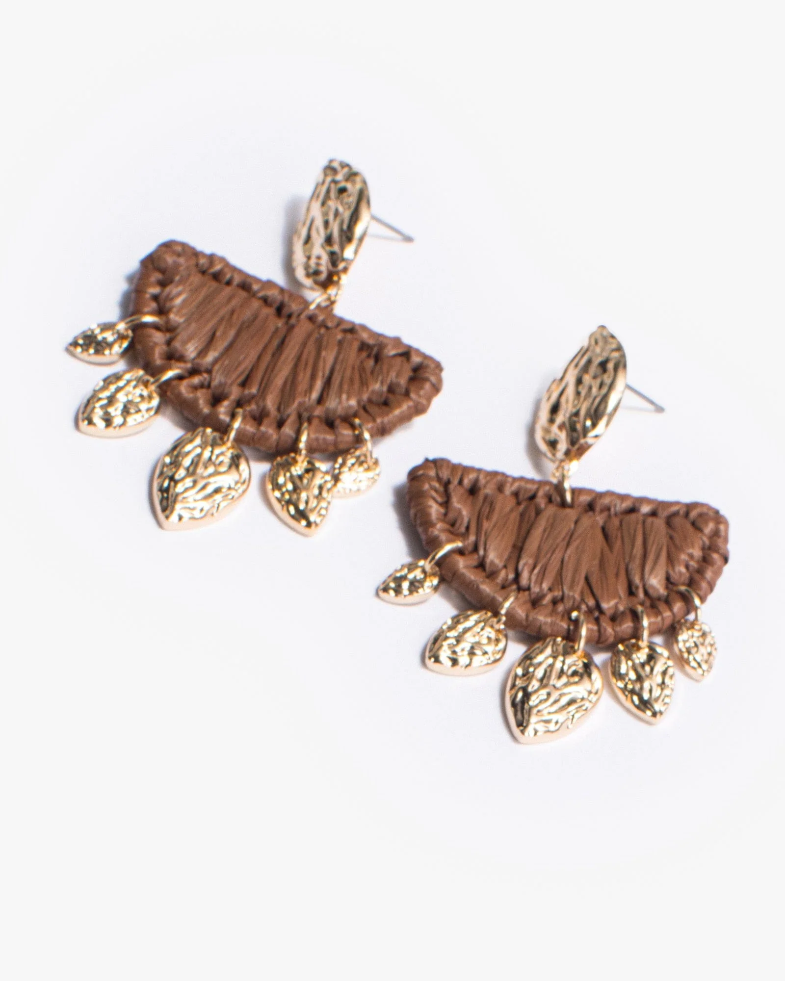 Brown Wrapped Textural Drop Earrings