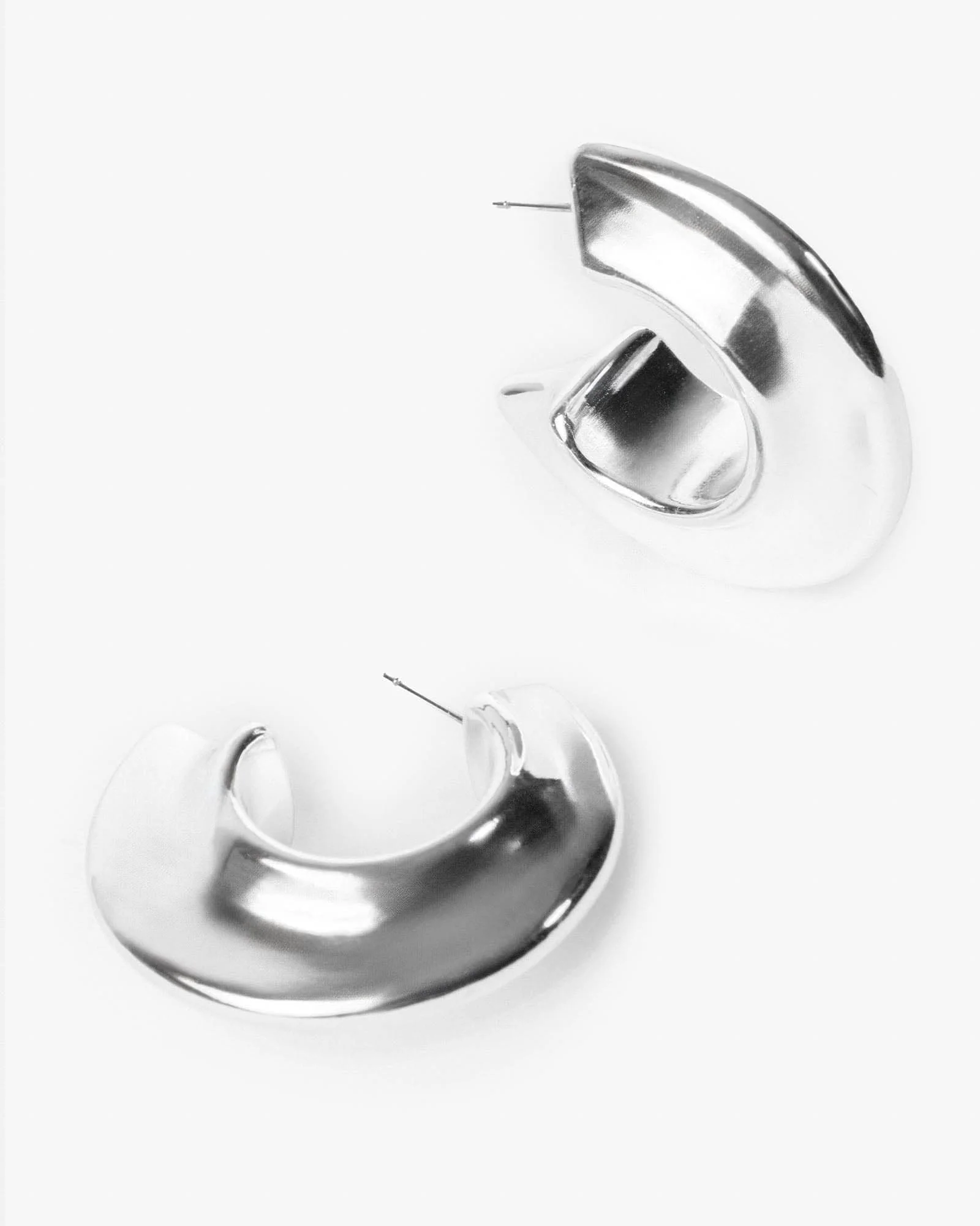 Silver Ridged Hoop Earrings