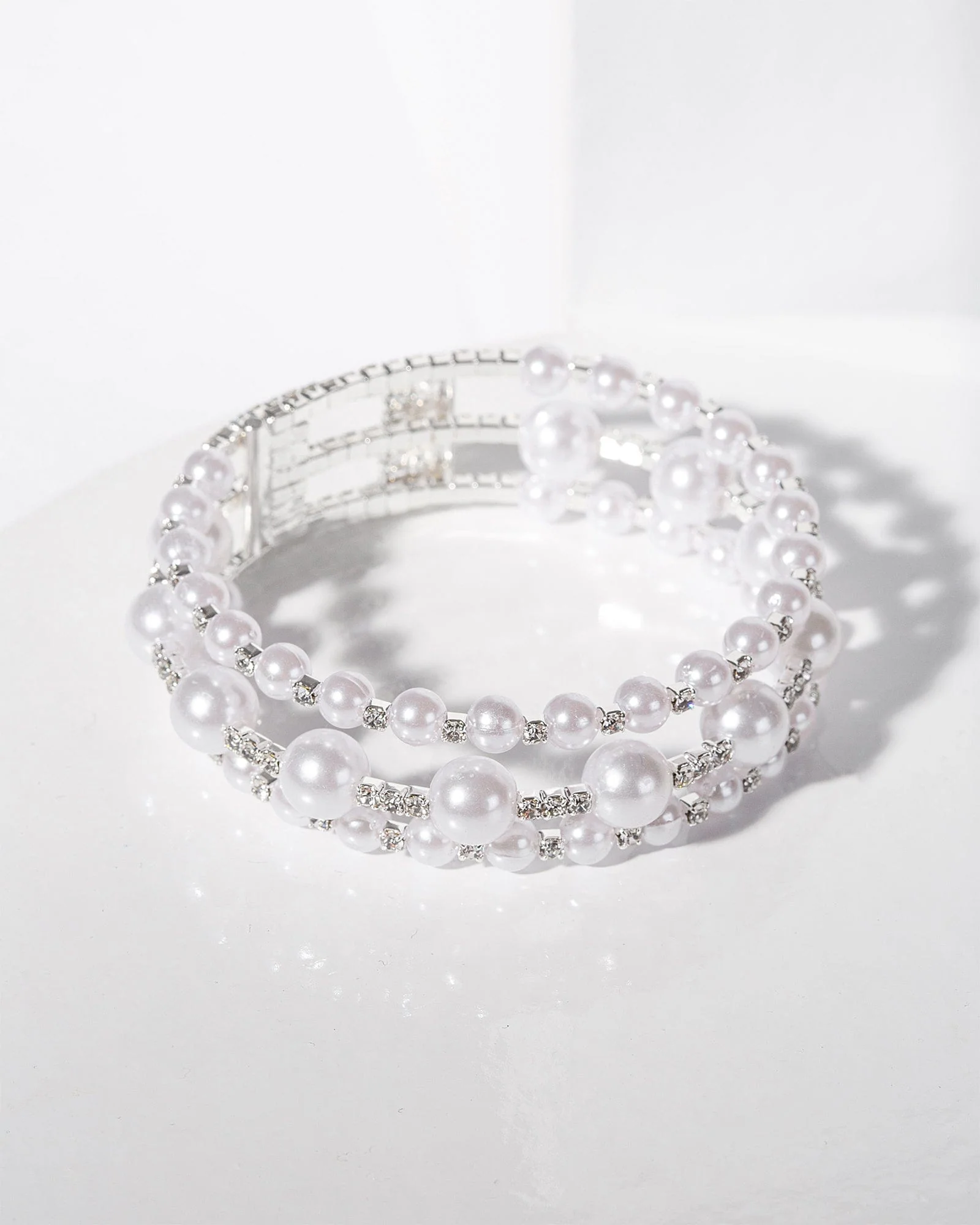 Crystal Pearl Cuff Bracelet
