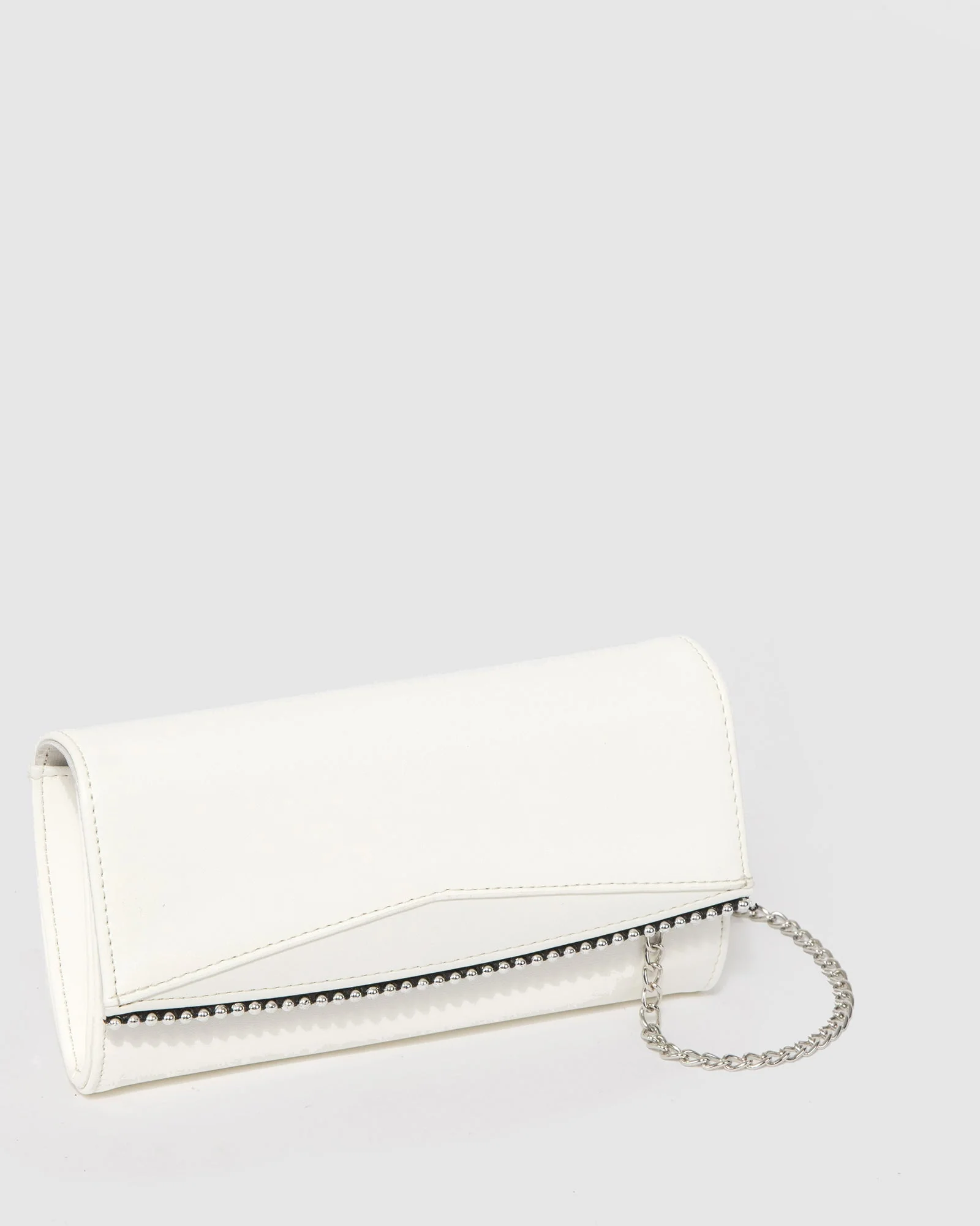 White Quinn Fold Over Clutch Bag