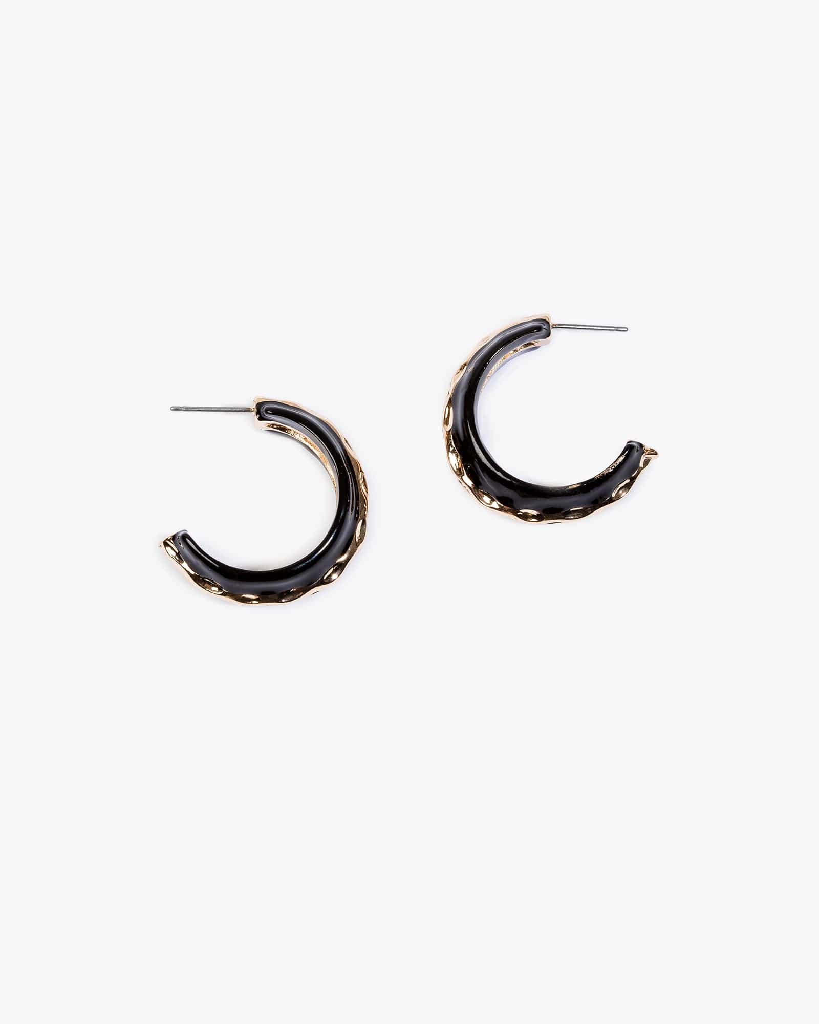 Black Organic Lined Hoop Earrings