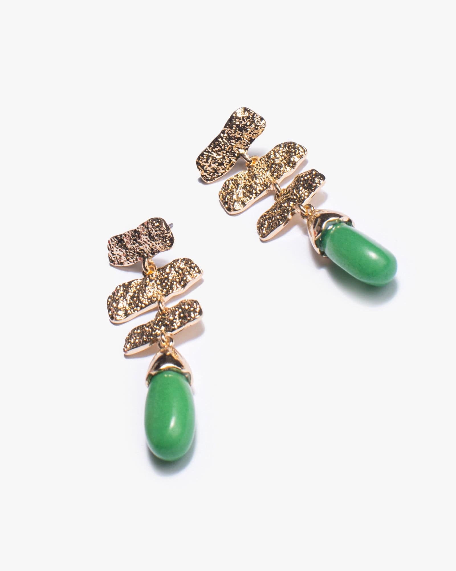Green Textural Bar Statement Earrings