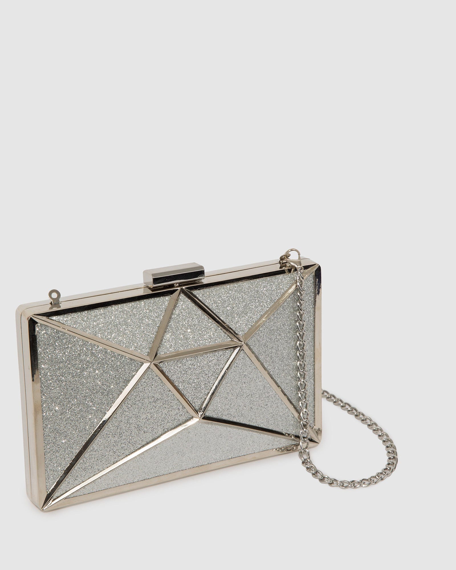 Silver Geo Large Clutch Bag