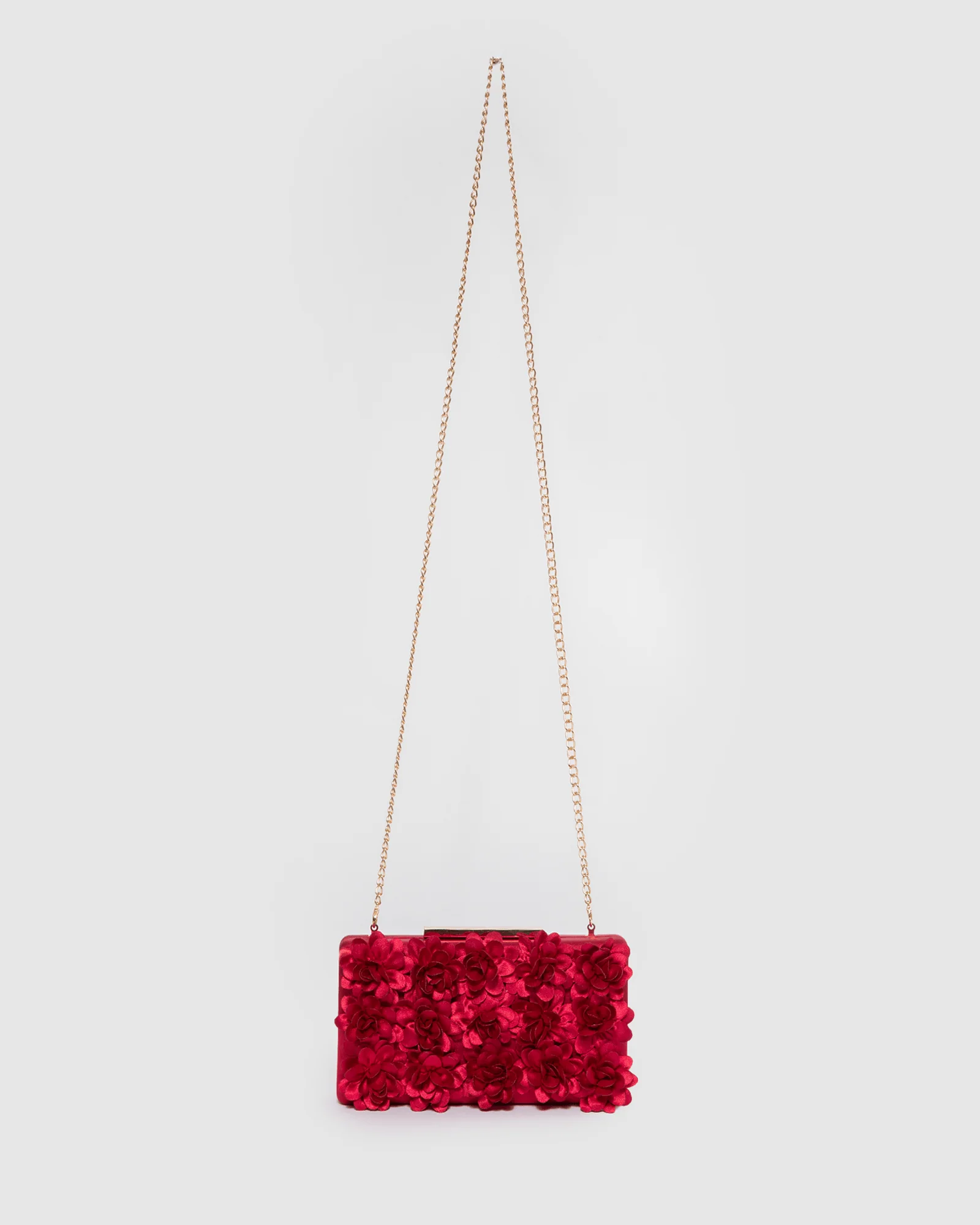 Red Olivia Hardcase Rose Clutch Bag