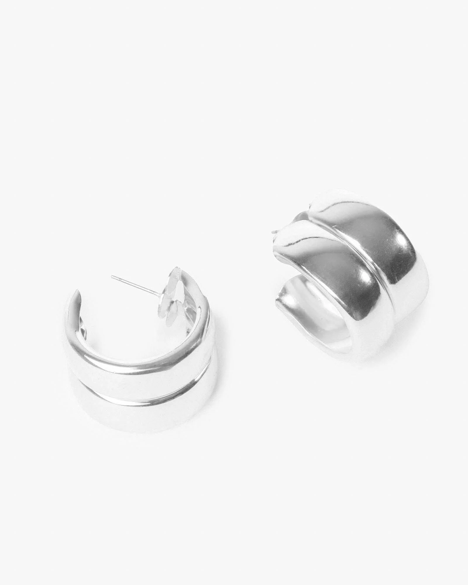 Silver Double Chubby Hoop Earrings