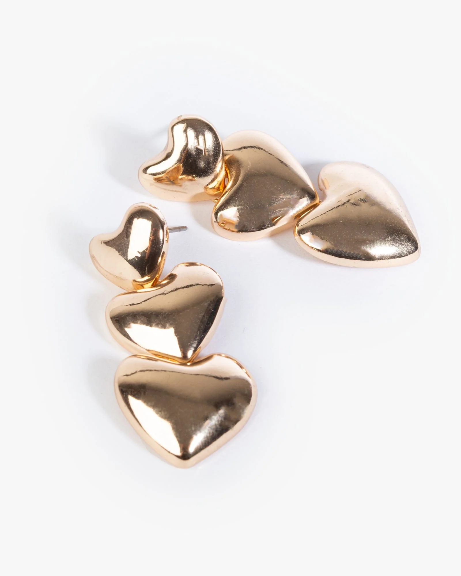 Gold Smooth Heart Drop Earrings