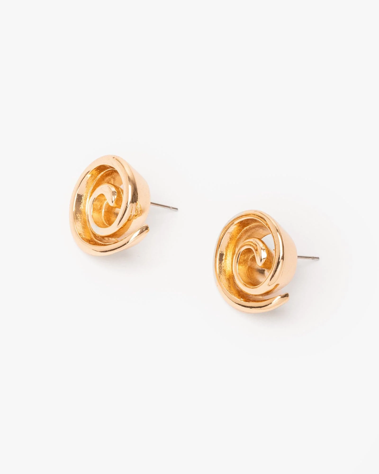 Gold Spiral Statement Stud Earrings