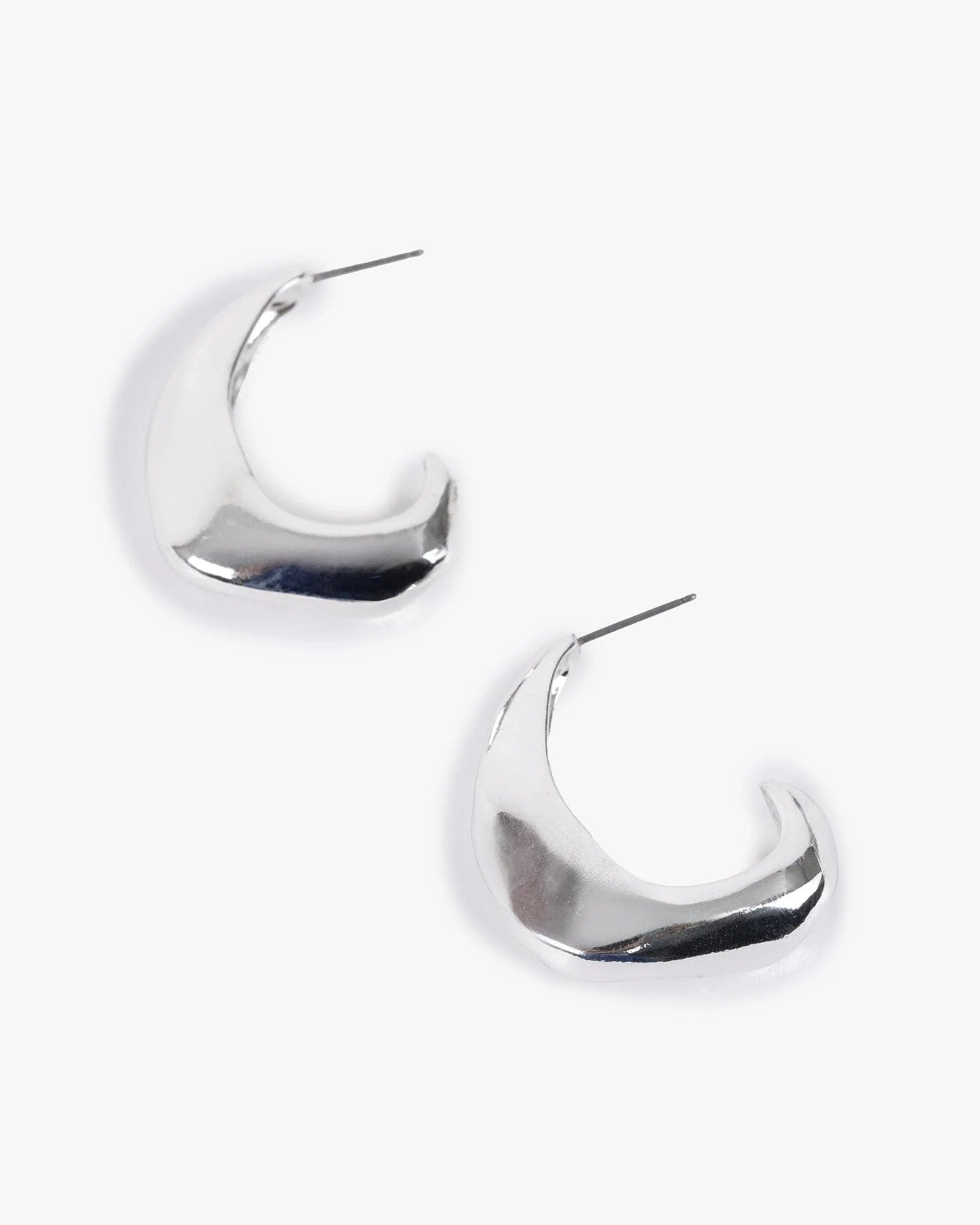 Silver Sculpted Hoop Earrings