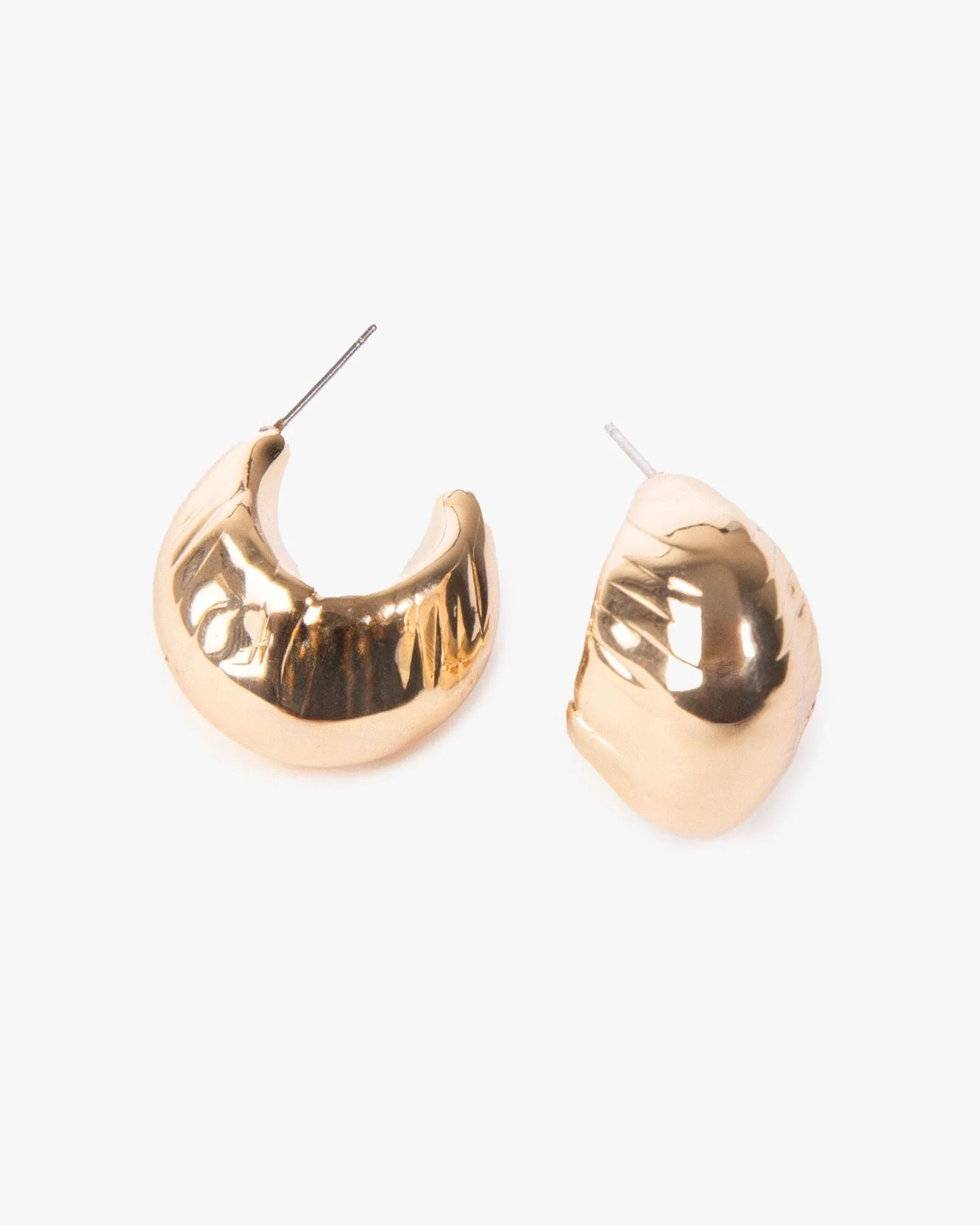Gold Textured Chubby Small Hoop Earrings