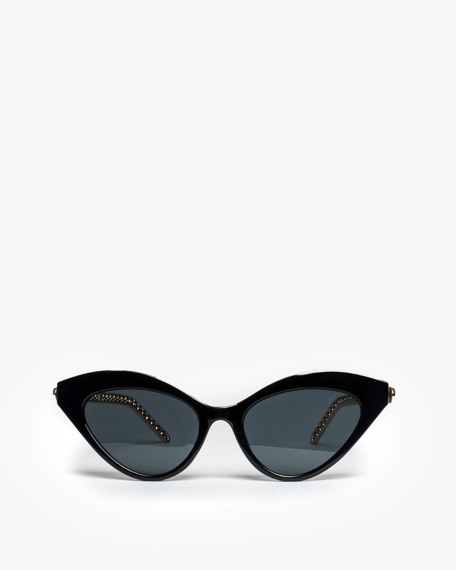 Black Cat-Eye Chain Detail Sunglasses