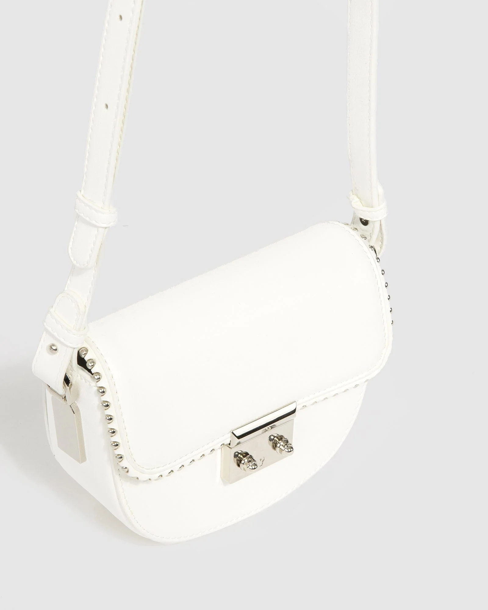 White Clara Stud Saddle Bag