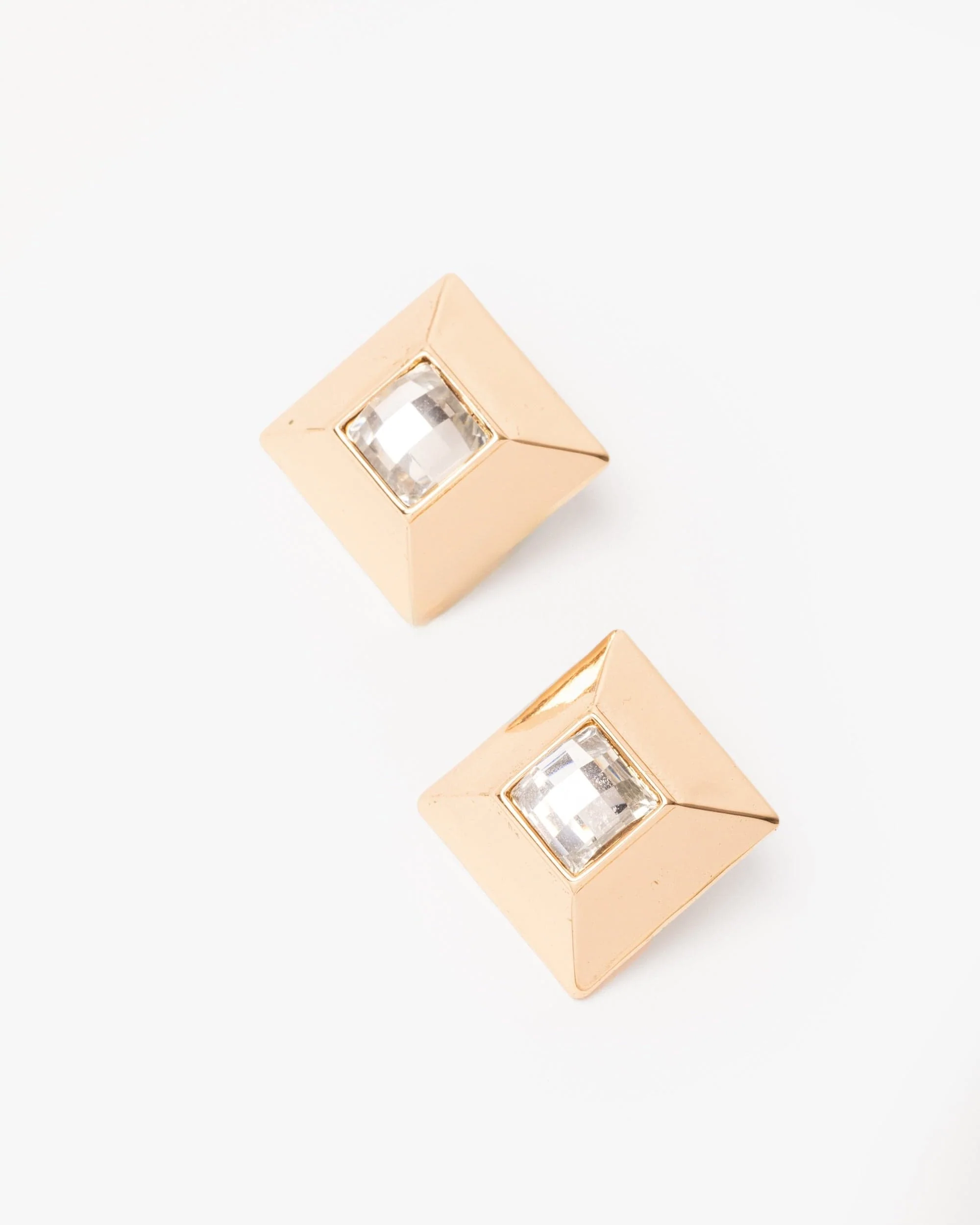 Gold Square Statement Stud Earrings