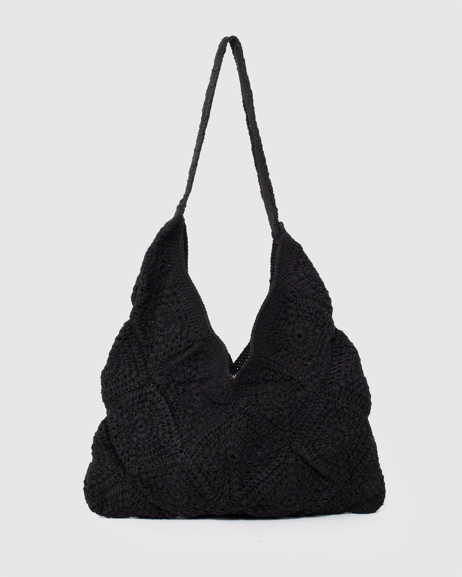 Black Keira Crochet Shoulder Bag