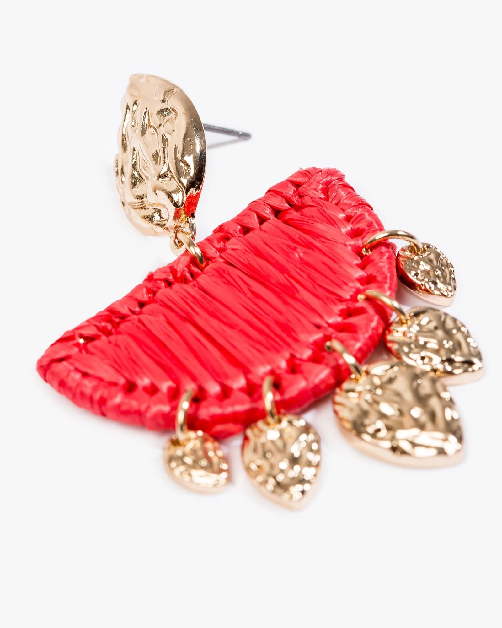 Red Wrapped Textural Drop Earrings