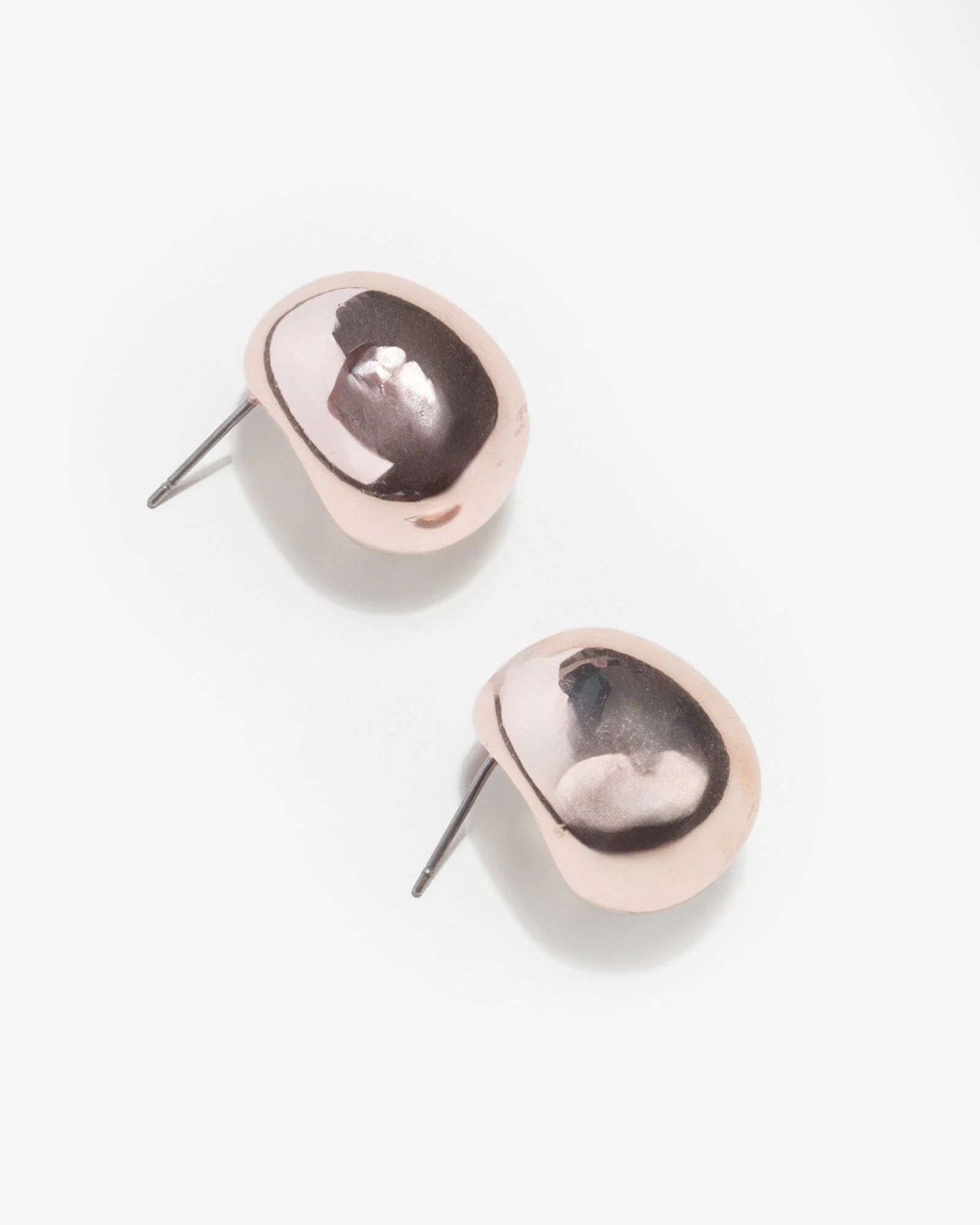 Rose Gold Chubby Drop Stud Earrings