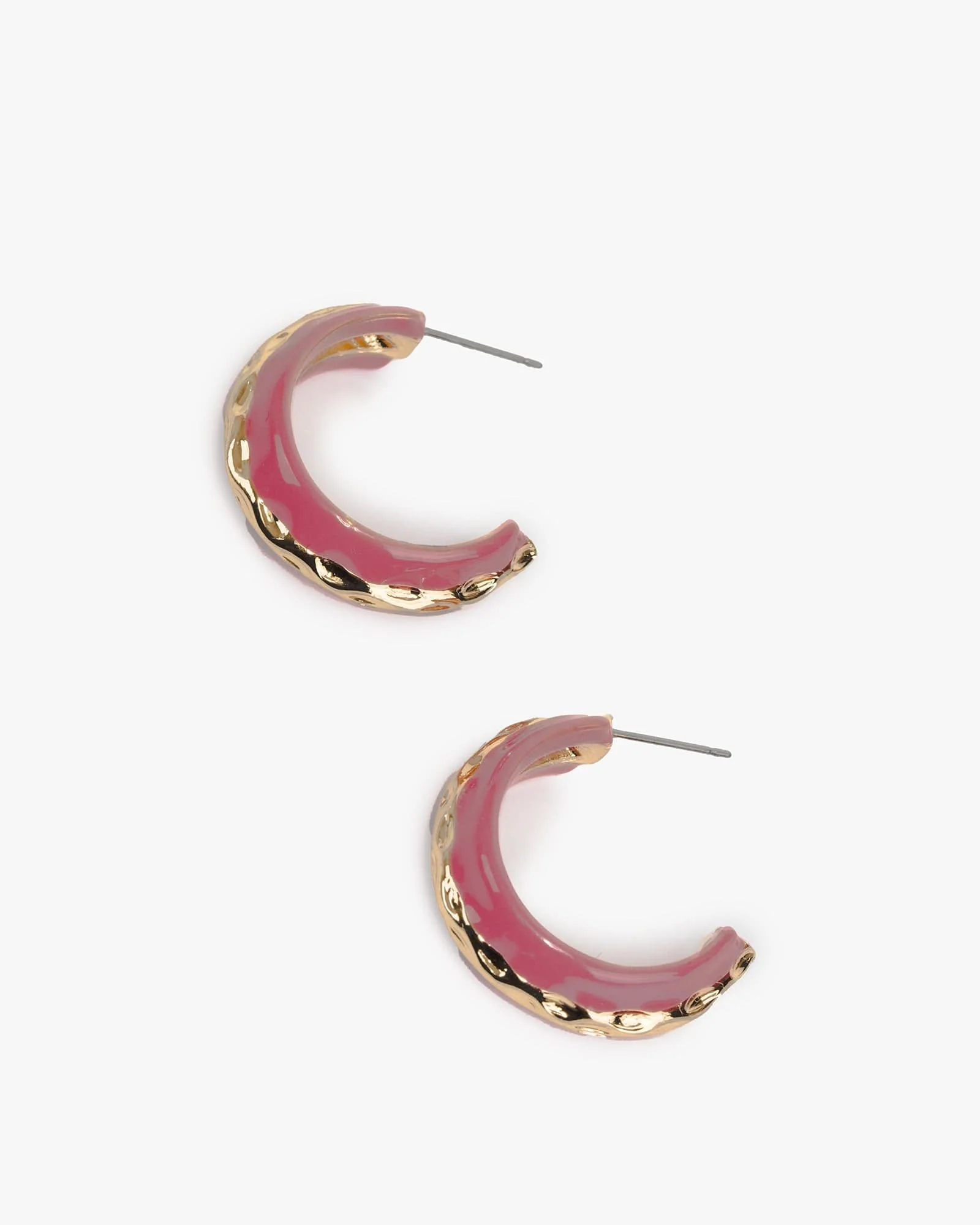 Pink Organic Lined Hoop Earrings