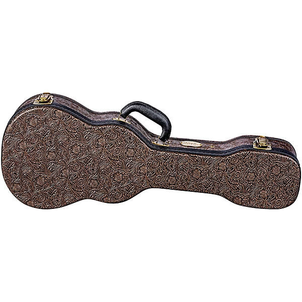 Tooled Leather Baritone Ukulele Hard Case Brown
