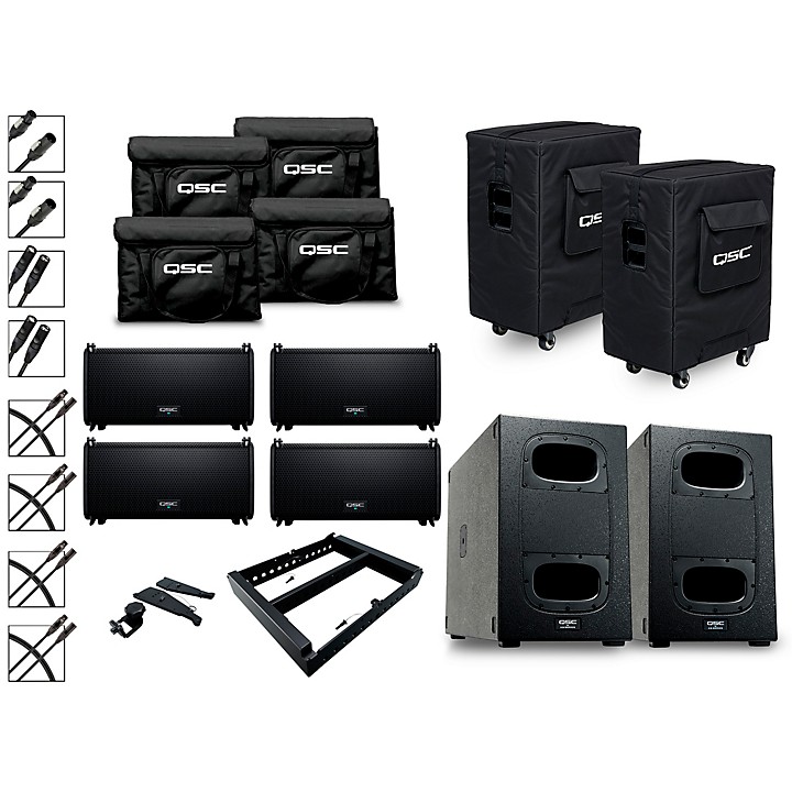 4 LA108 Ground Stack Active Line Array Speaker Package With 2 KS212C Subwoofers