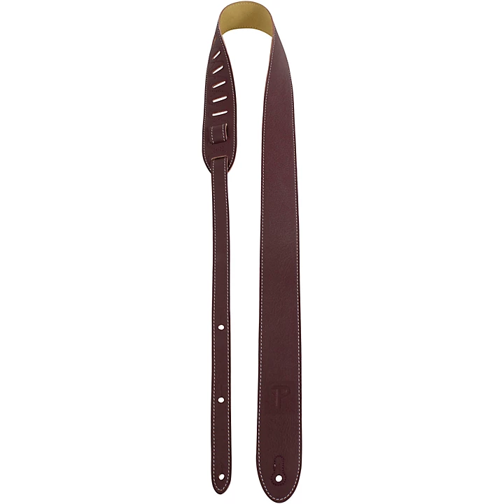 Leather Guitar Strap Burgundy 2 in