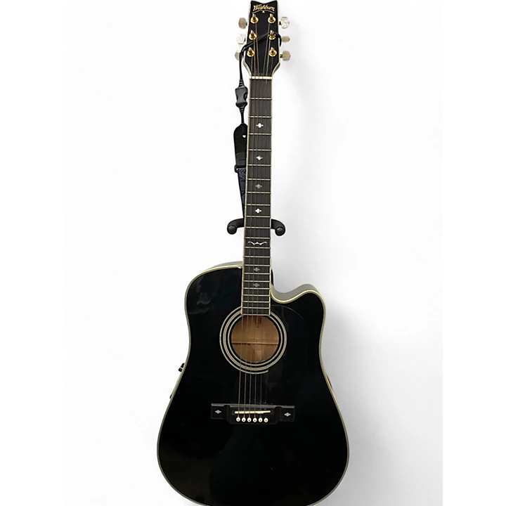 Used Washburn d 17 cEM Black Acoustic Electric Guitar