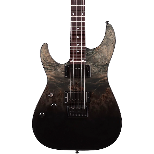 C 1 Standard Left Handed Electric Guitar Black Fade Burst Burl