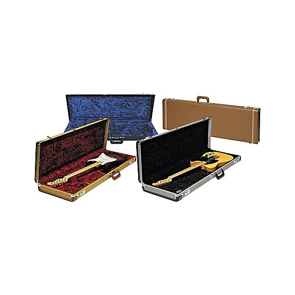Strat Tele Hardshell Case Black Orange Plush Interior
