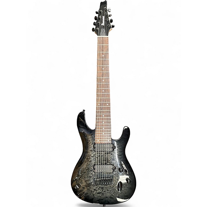 Ibanez Used Ibanez S8QM Trans Grey Solid Body Electric Guitar.gc