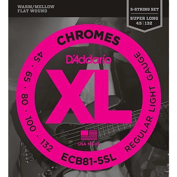 ECB81 5SL Chromes Flat Wound 5 String Bass Soft SL Strings