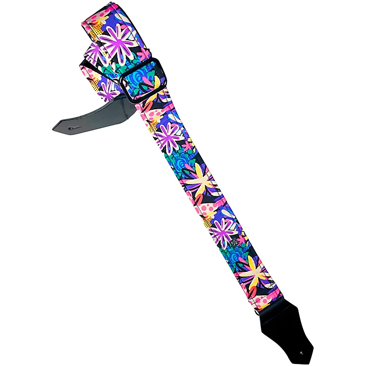 Good Vibes Groovy Flowers Guitar Strap 2 in