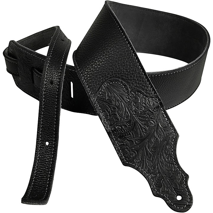 3 Leather Strap with Tooled Ends Black 3 in