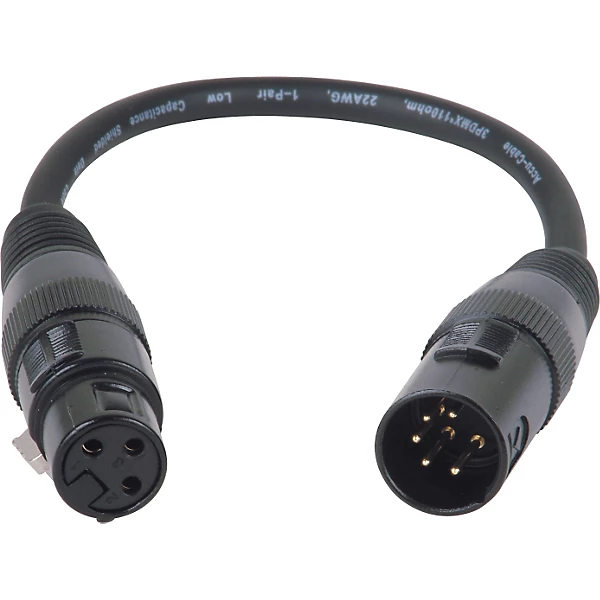 5 Pin Male to 3 Pin Female XLR Turnaround DMX Cable