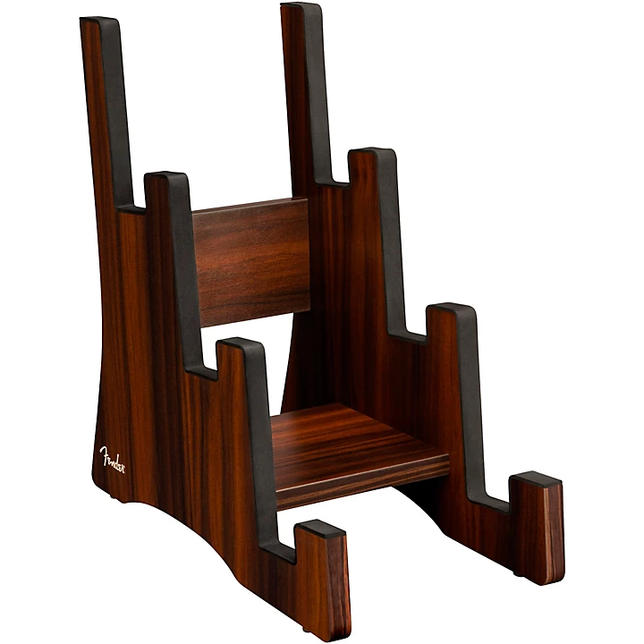 Deluxe Wooden 3 Tier Guitar Stand Walnut